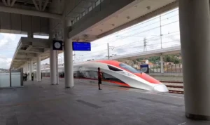 Image Credit Sopian Hadi/Beritasatu - The Whoosh high-speed train, connecting Jakarta and Bandung, faced delays on Monday, January 27, 2025, after a mentally ill individual trespassed on the tracks during the peak holiday season.