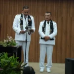 Image Credit Specials - Mayor Dr. H. Tri Adhianto Tjahyono and Deputy Mayor Dr. H. Abdul Harris Bobihoe delivering their first official speech after being sworn in.