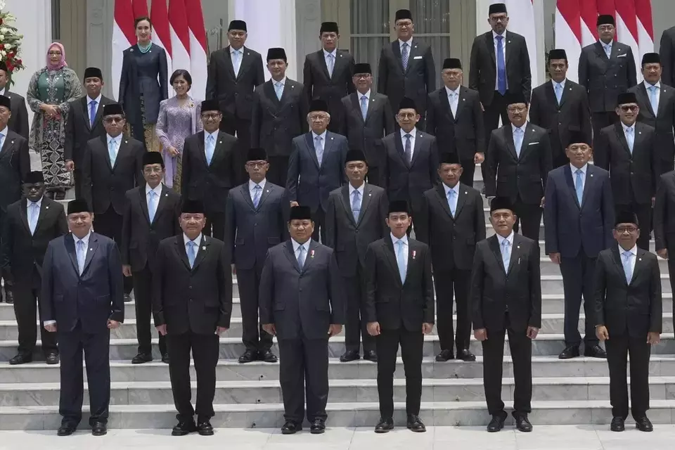 Ministers in the Red and White Cabinet of Prabowo and Gibran's government. (AP/Achmad Ibrahim)